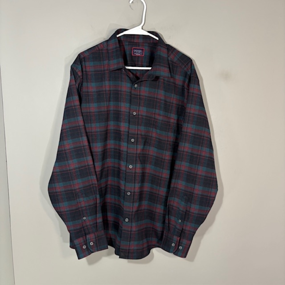 UNTUCKit Zardetto Shirt Mens 2XL Black Red Plaid Long Sleeve Button Up Flannel